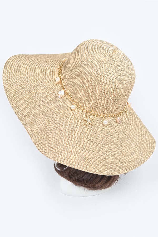 Summer Hat with Multi Seashells: BG | WILD FLIER GIFTS AND APPAREL