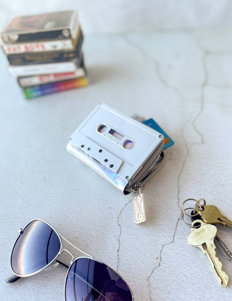 70267: Retro Cassette Wallet | Electro Silver | WILD FLIER GIFTS AND APPAREL