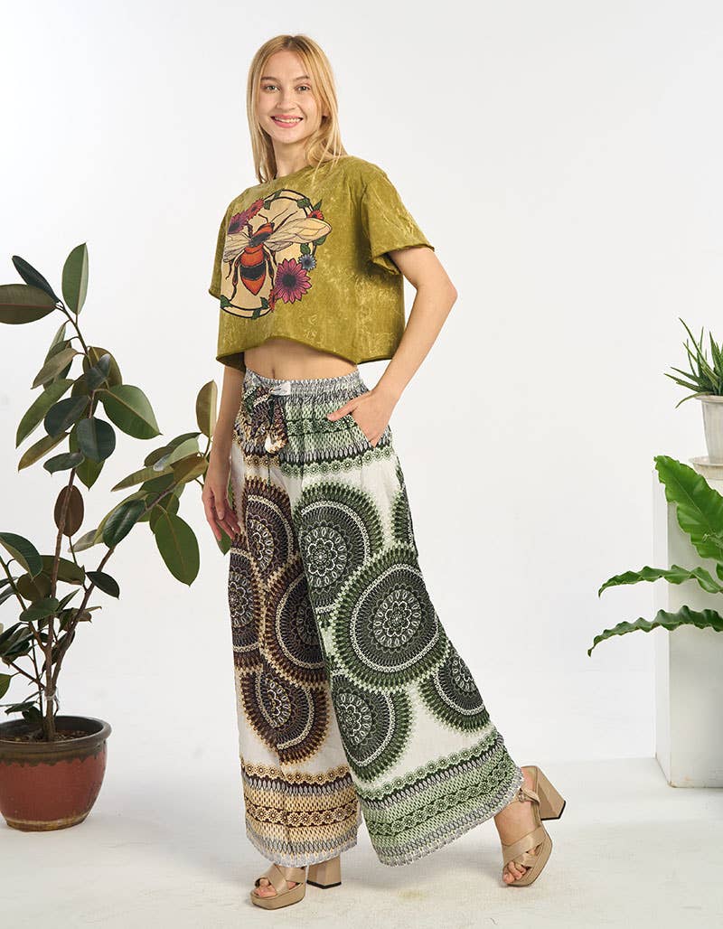 Floral Print Wide Leg Pant(TH-1995): One Size | WILD FLIER GIFTS AND APPAREL