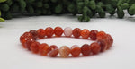 Banded Carnelian Faceted 8mm  Gemstone Bracelet-7.5" Long