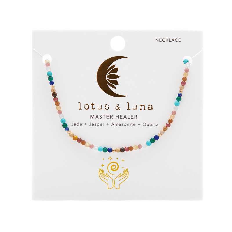 Lotus and Luna Master Healer 2mm Healing Necklace: Gold | WILD FLIER GIFTS AND APPAREL