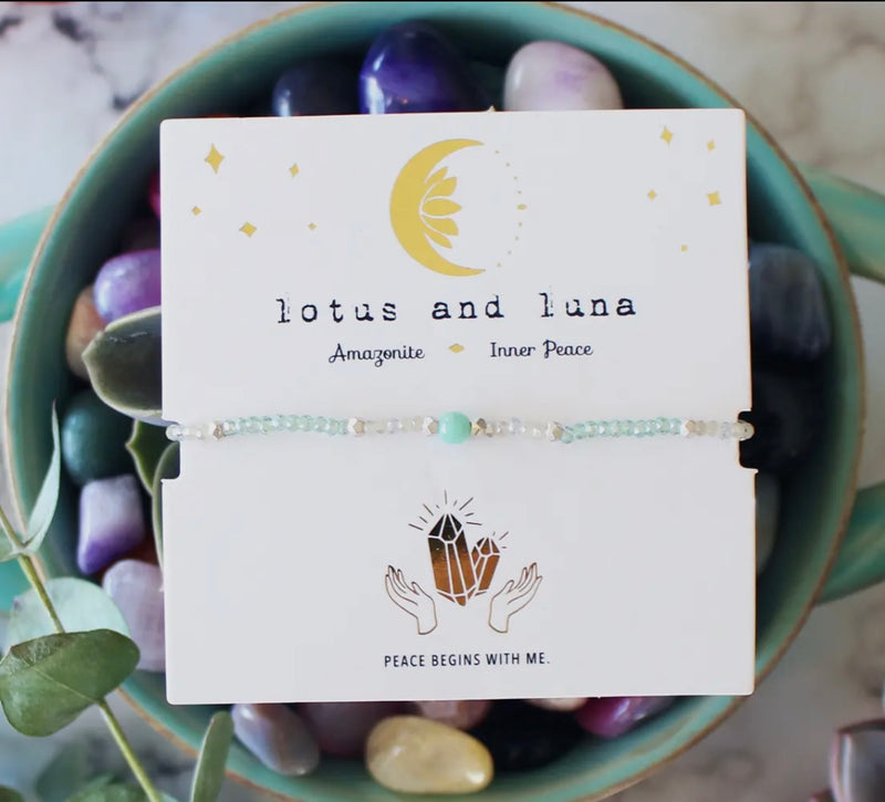 Lotus and Luna Goddess Crystal Stone Bracelet Collection | WILD FLIER GIFTS AND APPAREL