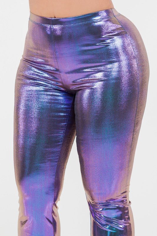 Metallic Bell Bottom Flared Pants | WILD FLIER GIFTS AND APPAREL