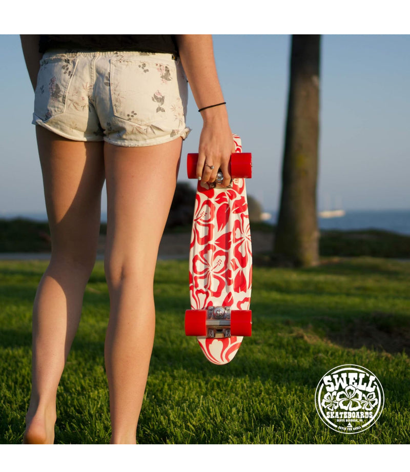 Aloha Swell 22” Cruiser Skateboard Complete-White/Red