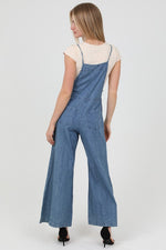 Angie Denim Flare Leg Overalls Jumpsuit