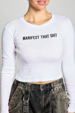 Manifest That Shit Long Sleeve Crop Top