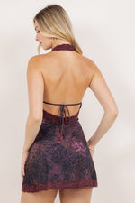 Animal Print Lace Halter Mini Dress | WILD FLIER GIFTS AND APPAREL