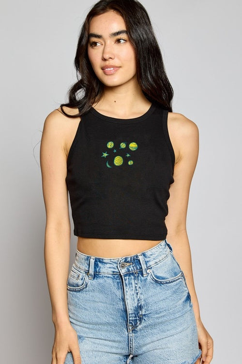 Organic Generation Celestial Embroidery Tank Top - WILD FLIER GIFTS AND APPAREL