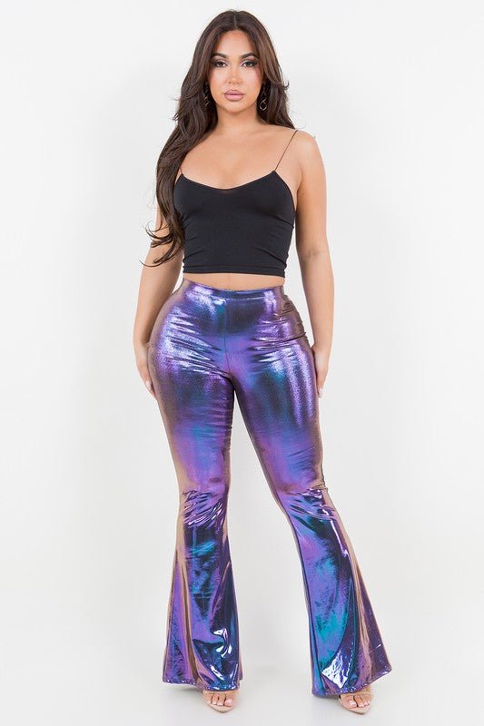 Metallic Bell Bottom Flared Pants | WILD FLIER GIFTS AND APPAREL