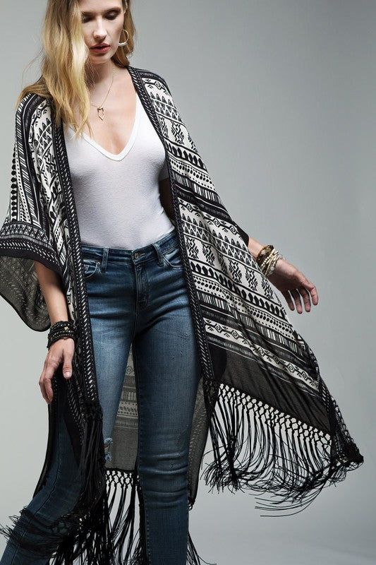 Sophisticated Tribal Print Kimono