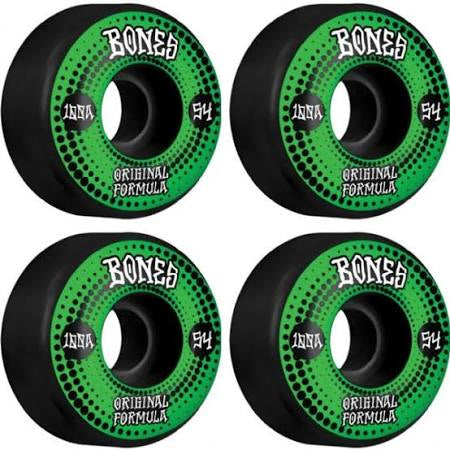 Bones Wheels 100’s OG V4 Originals Black Skateboard Wheels- 54mm 100A (Set of 4)