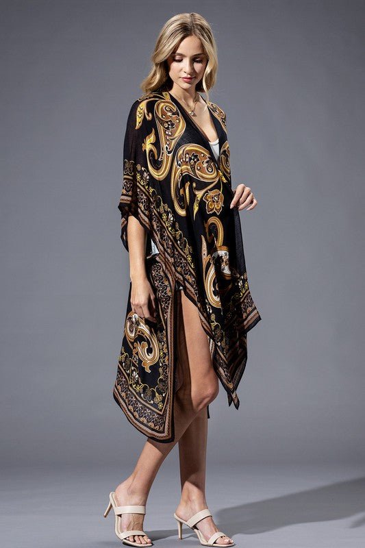 Brown Yellow Multicolored Kimono | WILD FLIER GIFTS AND APPAREL