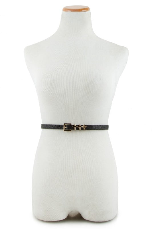 Gold Metallic Cross Accent Skinny Belt | WILD FLIER GIFTS AND APPAREL