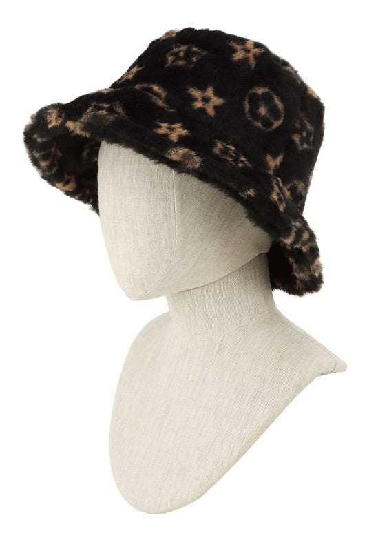 Geometric Pattern Fur Bucket Hats