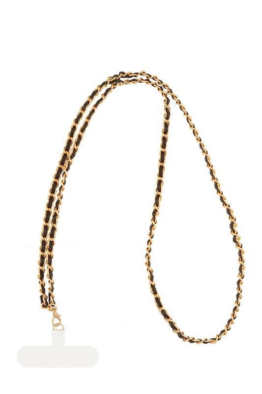 Crossbody Metal Wrapped Vegan Leather Phone Chain