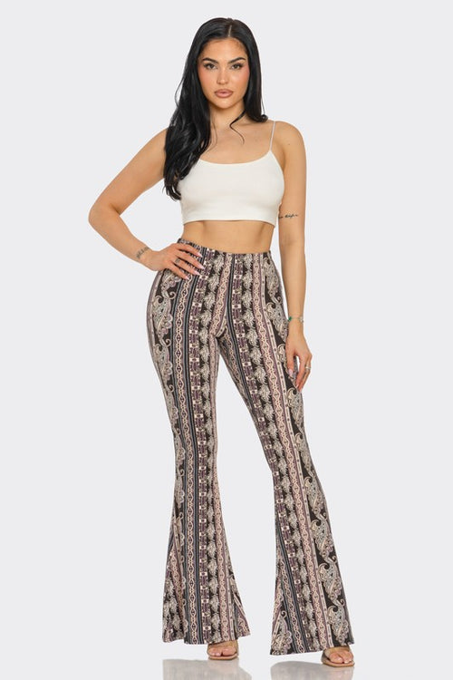 Indie Print Boho Bell Bottom Flared Pants | WILD FLIER GIFTS AND APPAREL