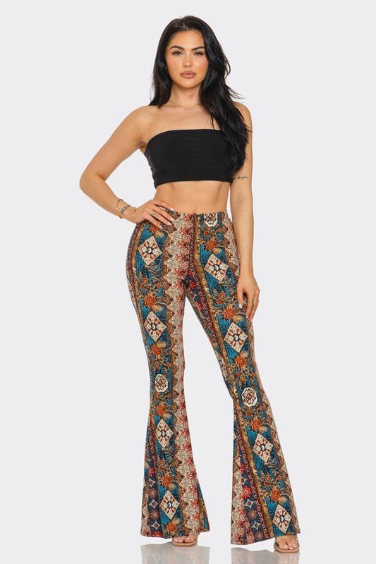Boho Floral Flared Pants WILD FLIER GIFTS AND APPAREL