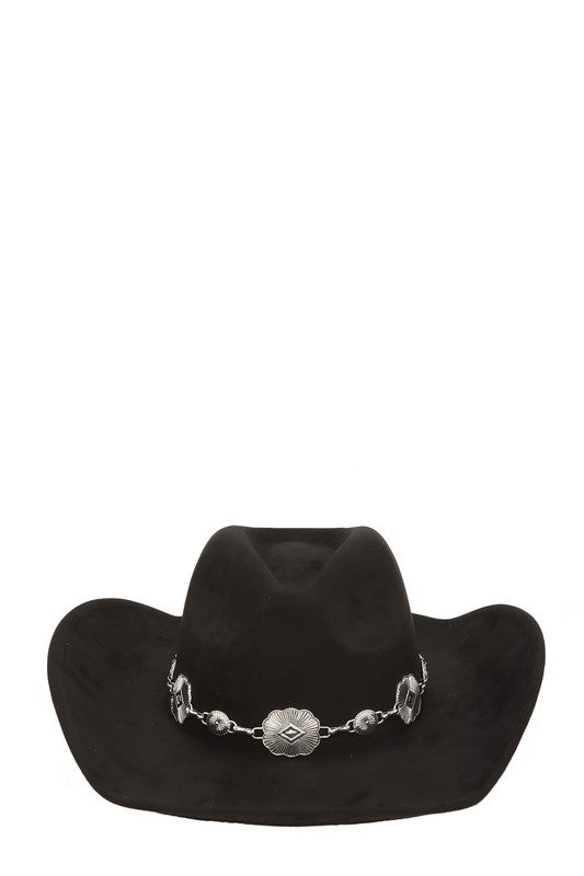 Cowboy Hat with Vintage Metal Chain Accent