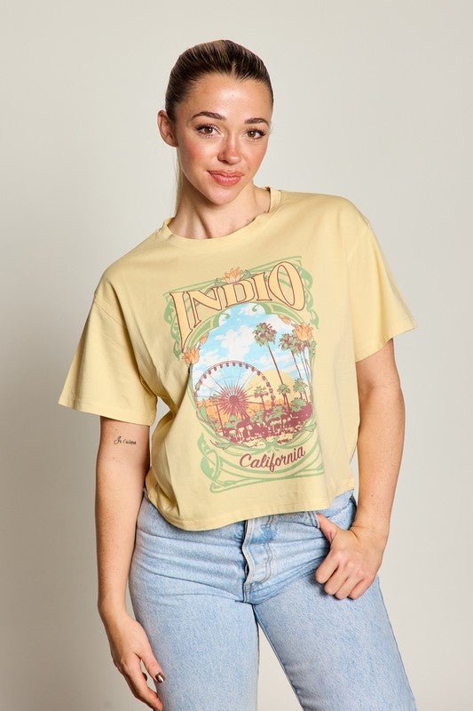 Indio California Crop Top Graphic Tee