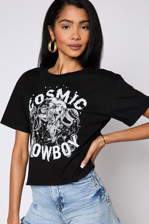 Cosmic Cowboy Crop Tee | WILD FLIER GIFTS AND APPAREL