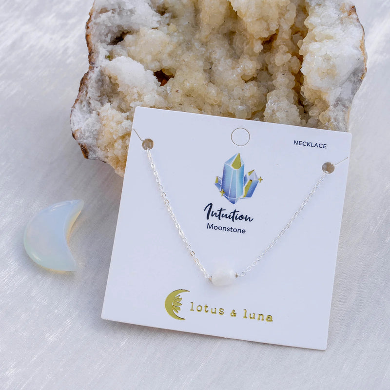 Lotus and Luna Moonstone Stone Of The Earth Necklace | WILD FLIER GIFTS AND APPAREL