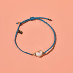 Pura Vida Beachside Blue Dainty Mother of Pearl Seashell Gold Charm Bracelet