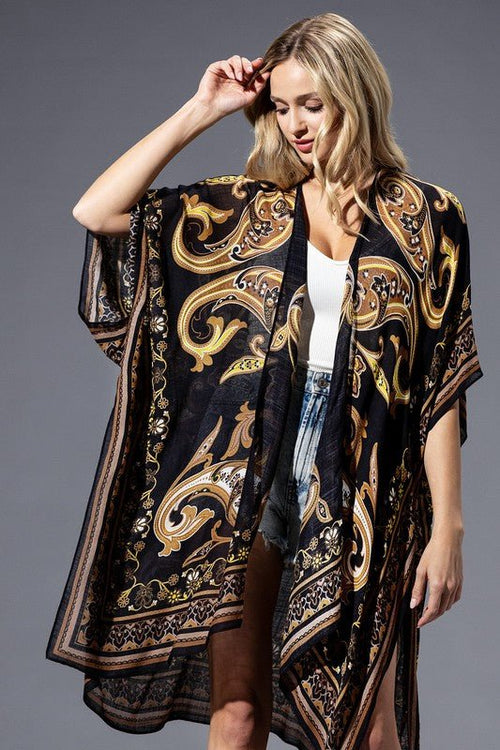 Brown Yellow Multicolored Kimono | WILD FLIER GIFTS AND APPAREL