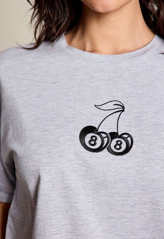Cherry 8 Ball Graphic Crop Tee | WILD FLIER GIFTS AND APPAREL