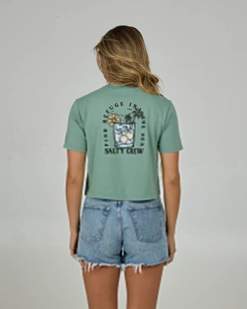 Salty Crew Ocean Spray Crop Tee - Sage | WILD FLIER GIFTS AND APPAREL