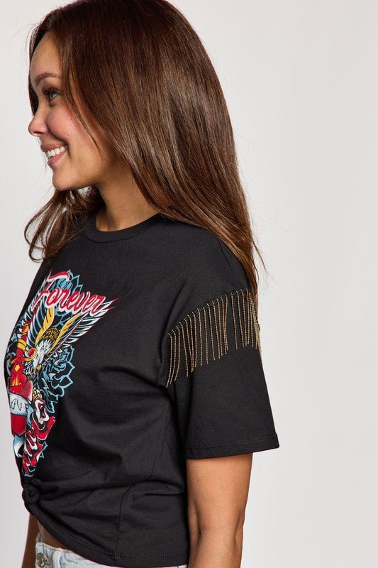 Forever Love Eagle Fringe Top | WILD FLIER GIFTS AND APPAREL