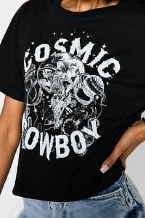 Cosmic Cowboy Crop Tee | WILD FLIER GIFTS AND APPAREL