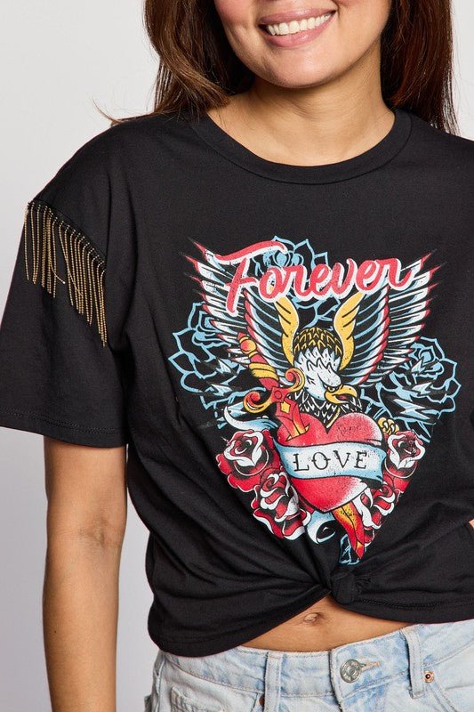 Forever Love Eagle Fringe Top | WILD FLIER GIFTS AND APPAREL