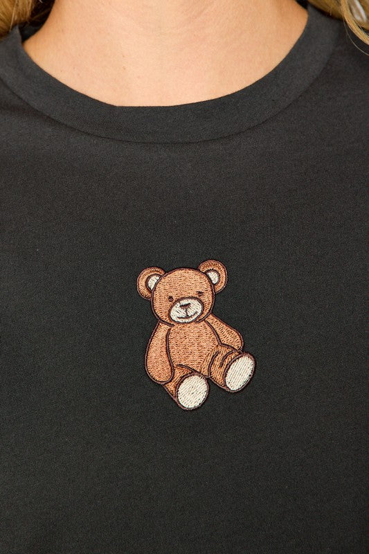 Organic Generation Teddy Bear Embroidery Graphic Tee - WILD FLIER GIFTS AND APPAREL