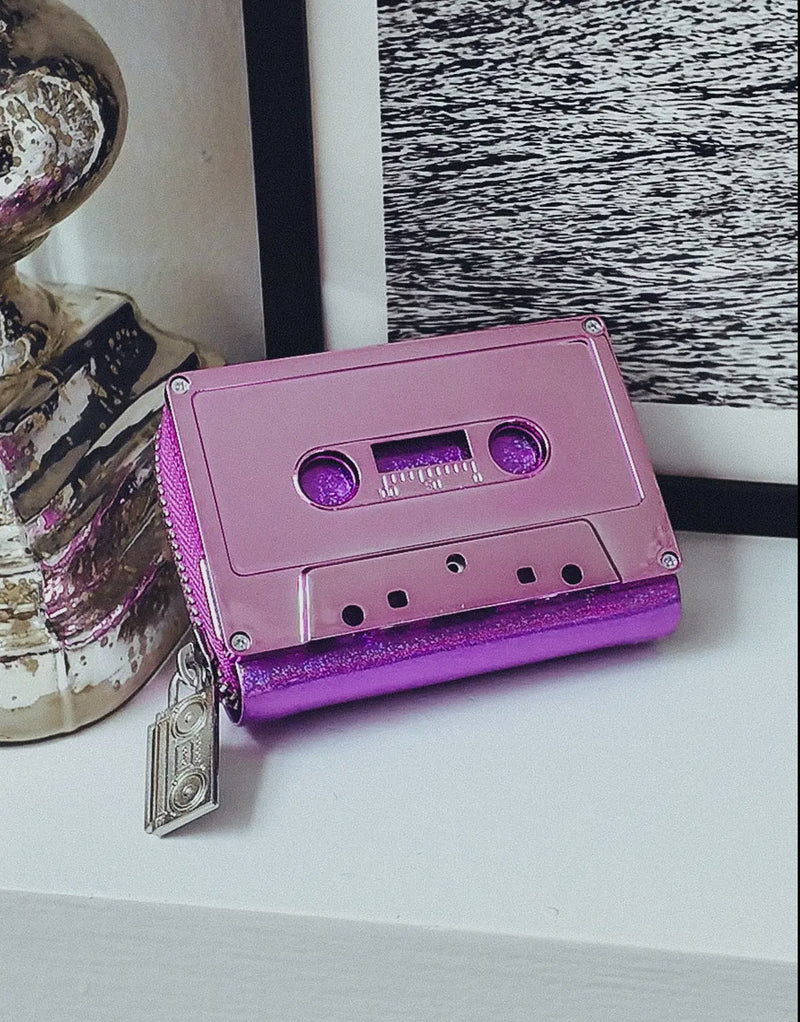 Fydelity Retro Cassette Wallet | Lavender Chrome