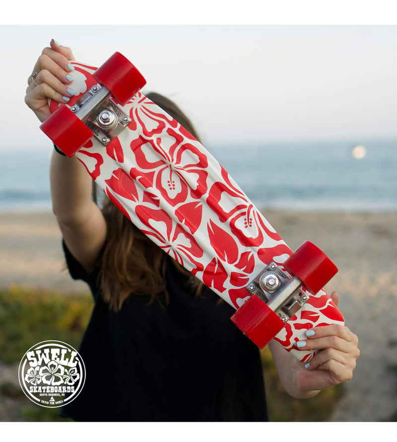 Aloha Swell 22” Cruiser Skateboard Complete-White/Red