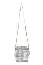 Benjamin Hundred Dollar Print Box Shape Shoulder Bag