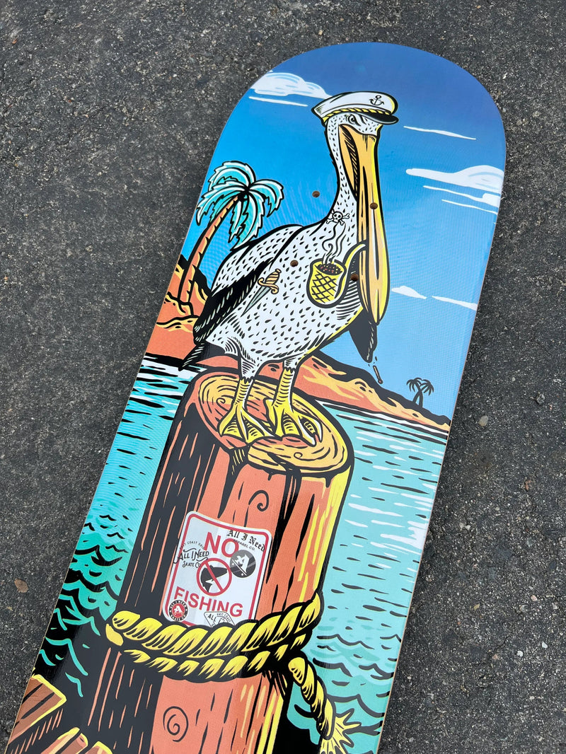 All I Need Pelican Skateboard Deck-8.25 Mansolillo Dock Series | WILD FLIER GIFTS AND APPAREL