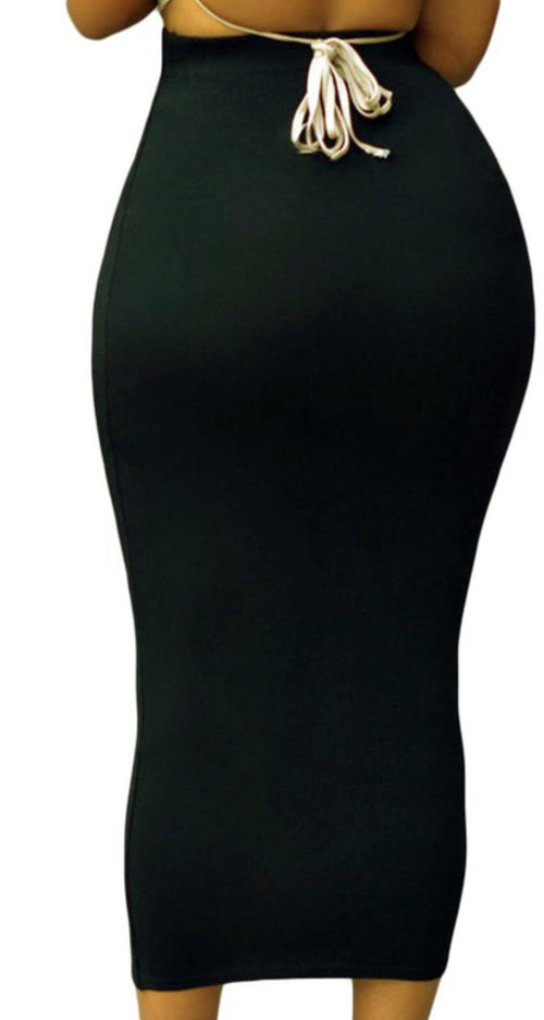 Black High Waisted Bodycon Maxi Skirt