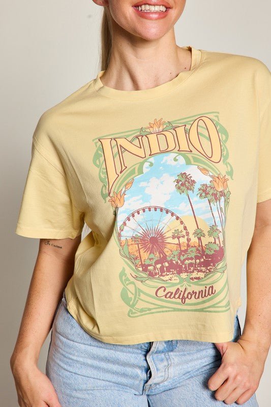 Indio California Crop Top Graphic Tee | WILD FLIER GIFTS AND APPAREL