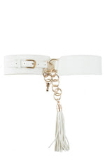 Ivory Faux Leather Chain Belt