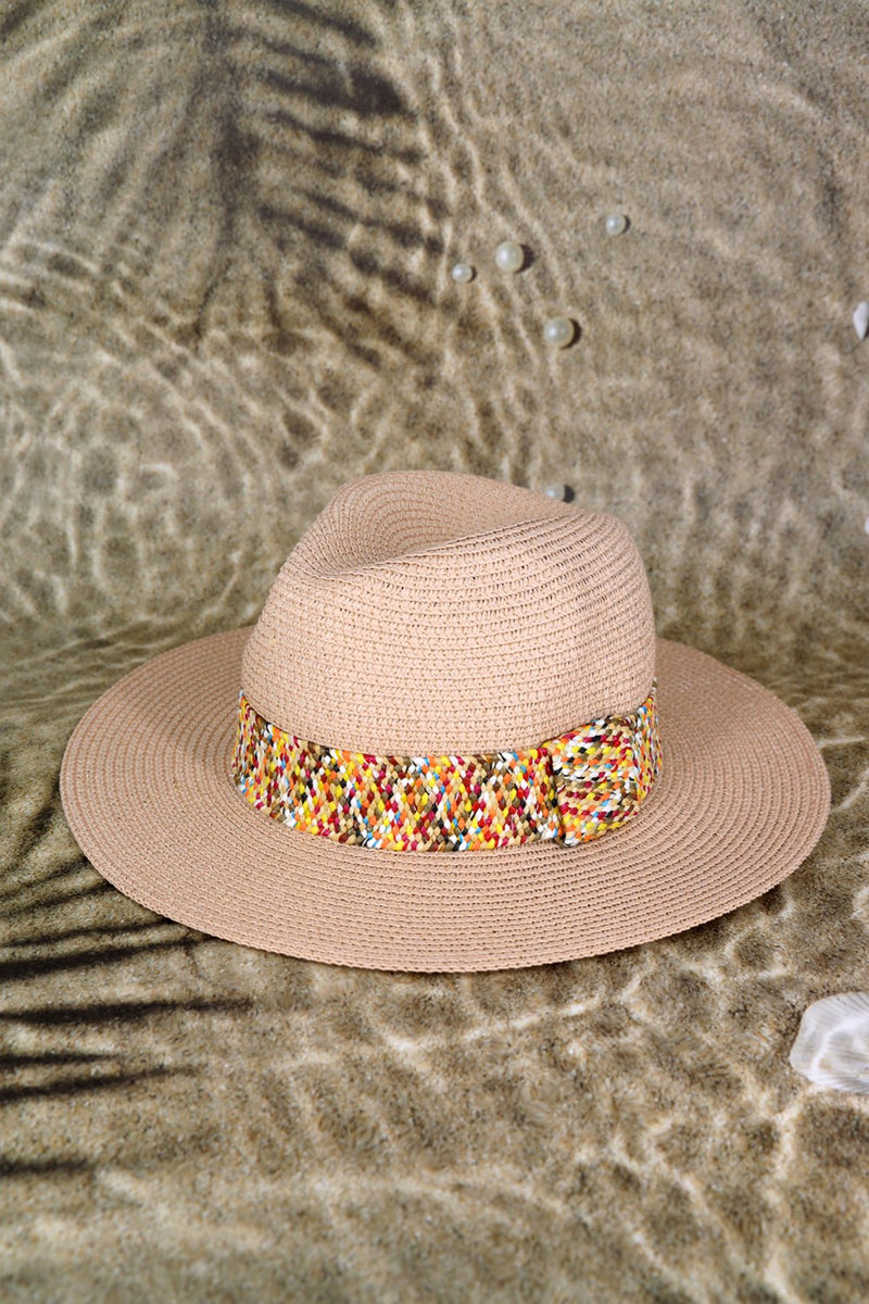 Multi Color Straw Band Pink Straw Hat