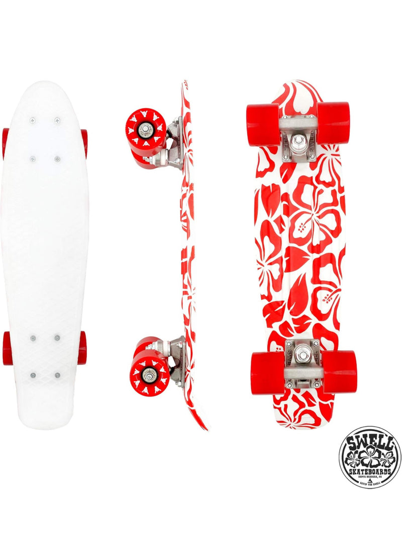 Aloha Swell 22” Cruiser Skateboard Complete-White/Red