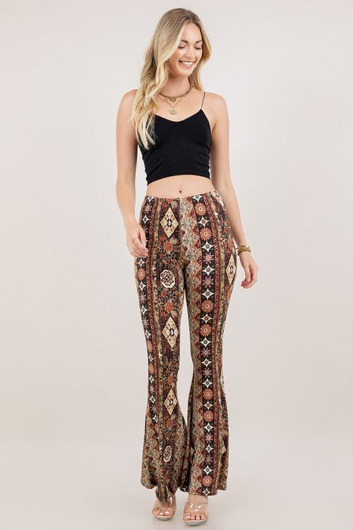 Boho Bandana Floral Printed Flared Pants | WILD FLIER GIFTS AND APPAREL