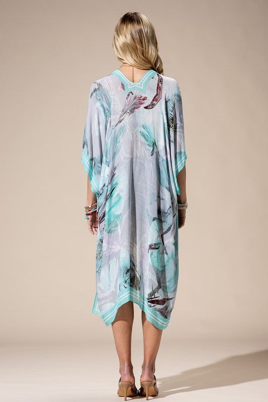 Aqua Multicolored Kimono | WILD FLIER GIFTS AND APPAREL