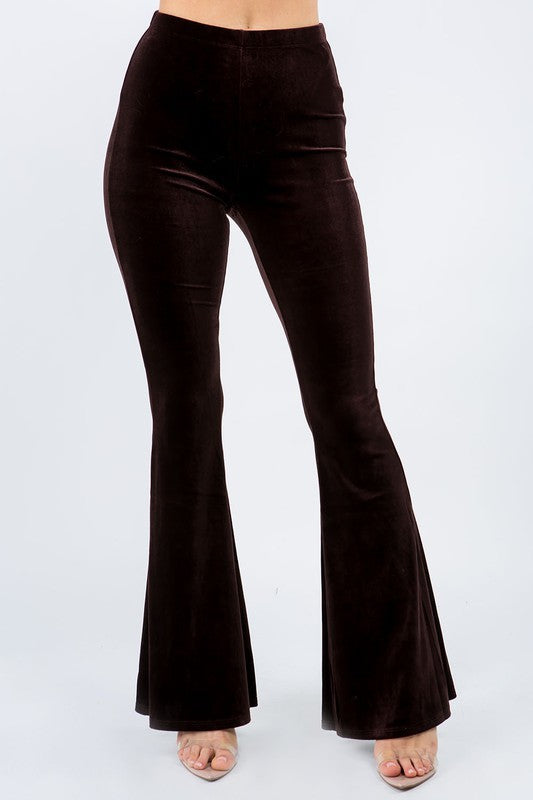 Solid Black Velvet Long Flared Pants | WILD FLIER GIFTS AND APPAREL