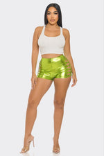 Bear Dance Metallic Lime Cut Out Shorts - WILD FLIER GIFTS AND APPAREL