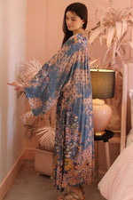 Angie Blue Tie Dye Printed Duster Kimono