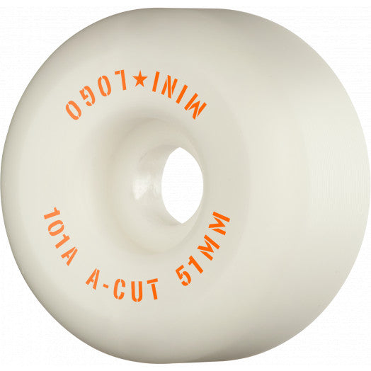 Mini Logo Skateboard Wheels A-Cut “2” 51mm 101A White 4-Pack