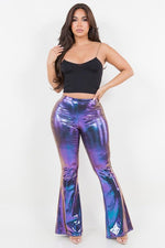 Metallic Bell Bottom Flared Pants