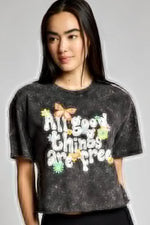 All Good Things Are Free Flower Butterfly Cropped Tee | WILD FLIER GIFTS AND APPAREL
